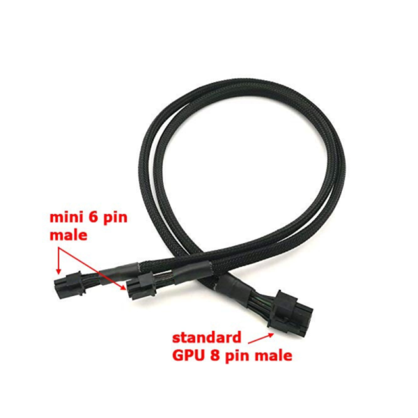 Pi+® (PiPlus®) Dual Mini 6 Pin to 8 Pin PCI Express Video Card Power Adapter Braided Sleeved Cable