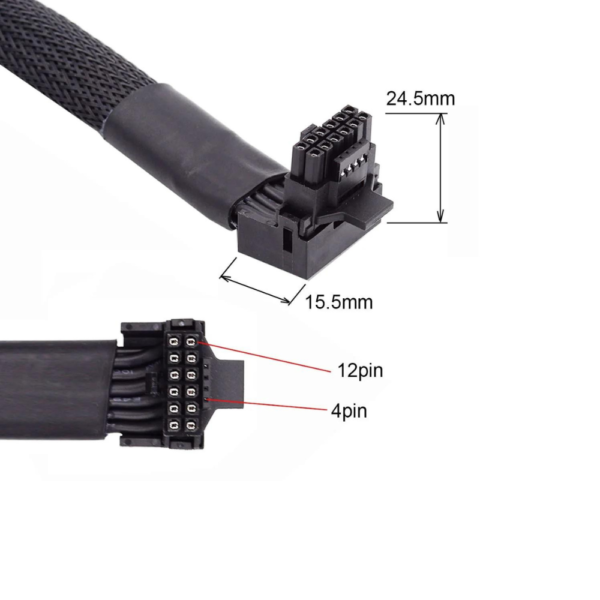 Pi+®(PiPlus®) 600w 12VHPWR ATX3.0 16pin Pcie 5.0 Male To Male Power Supply Cable